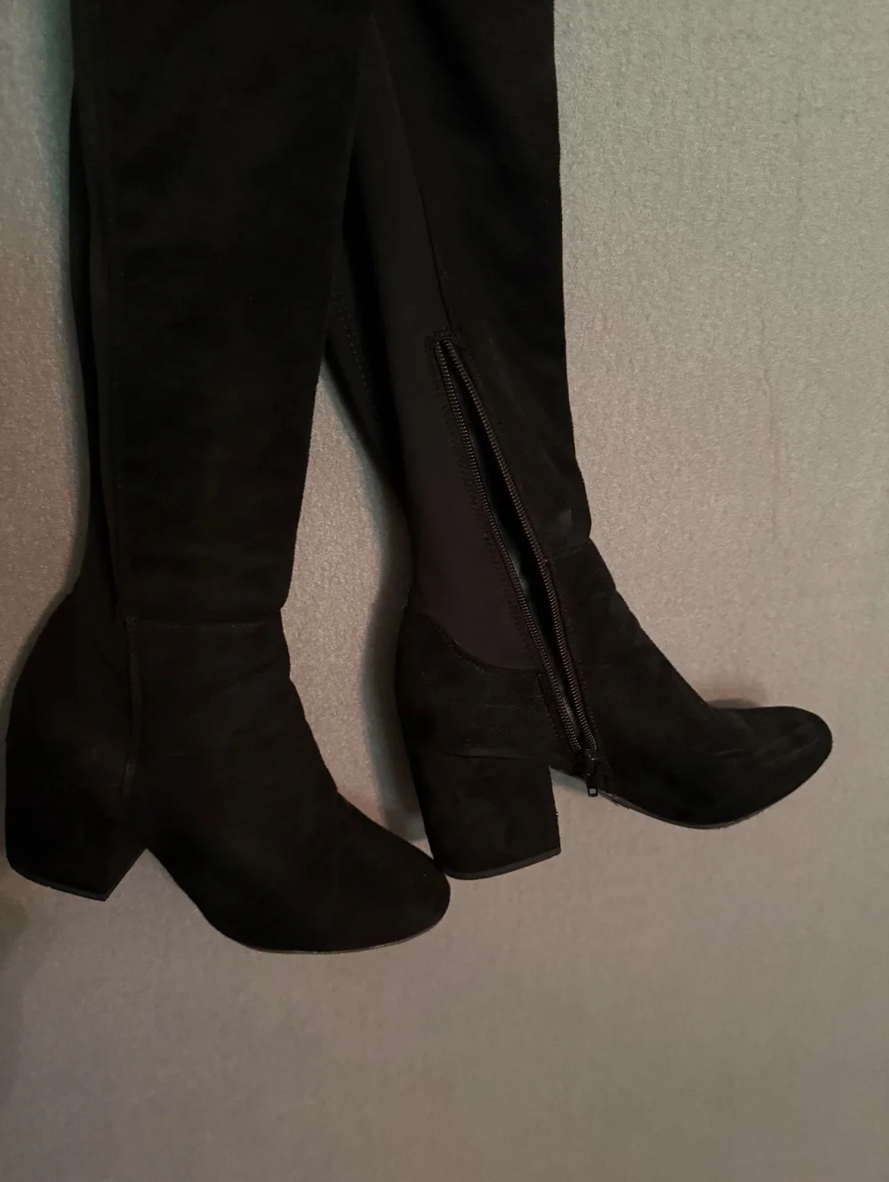 Black Over-the-Knee Block Heel Boots Size 6.5